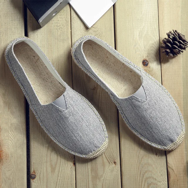 Plus Size 35-45 Embroider Women Flats 2021 Loafers Casual Slip on Shoes Women's Espadrilles Hemp Canvas Flat Shoes Chaussure