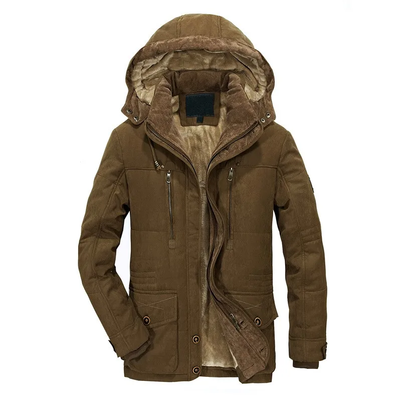 Новая зимняя мужская Толстая теплая парка с меховой подкладкой Длинная Верхняя