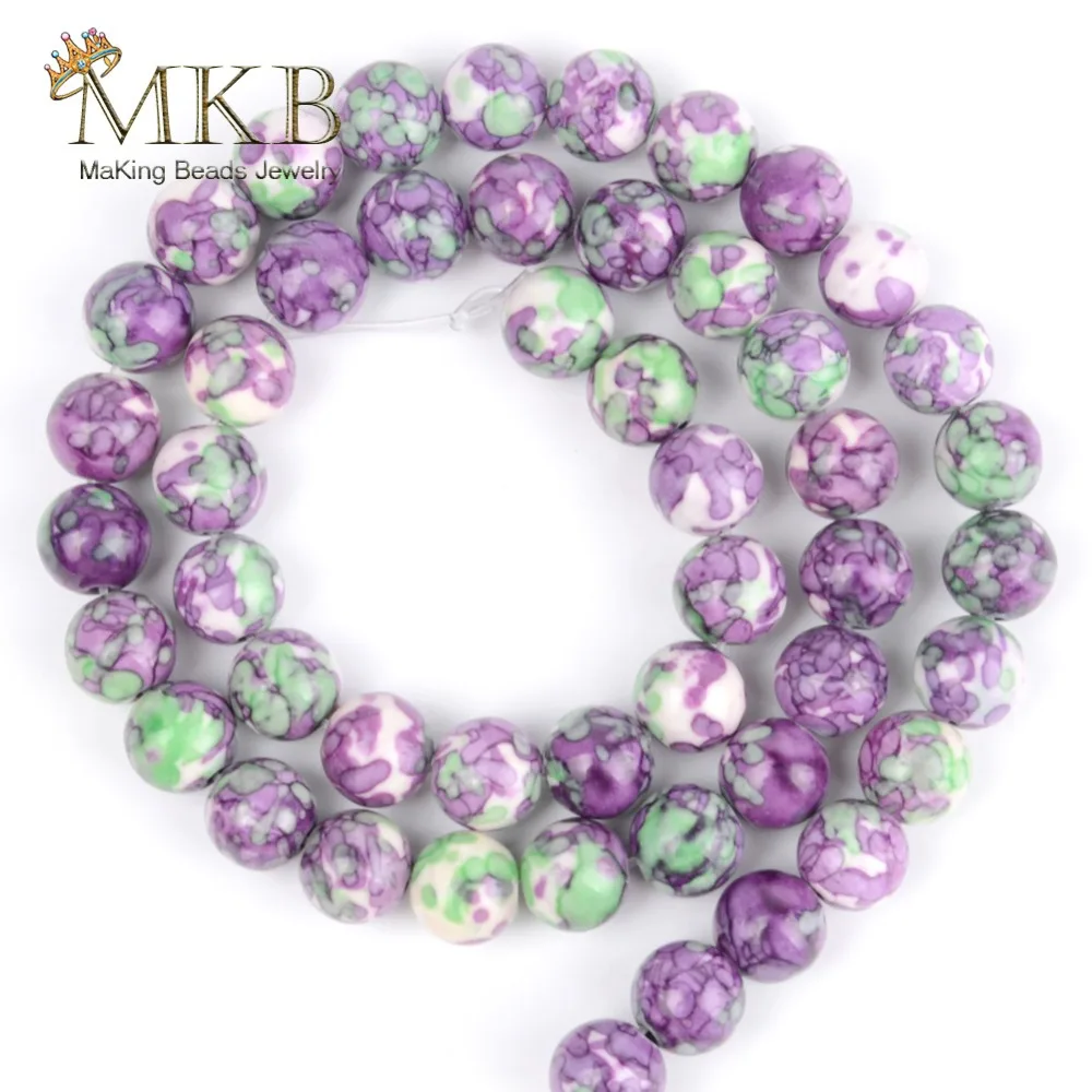 

A+ Rain Flower Stone Rounld Loose Beads For Jewelry Making 4 6 8 10 12mm Spacer Beads DIY Bracelet Necklace Wholesale Perles