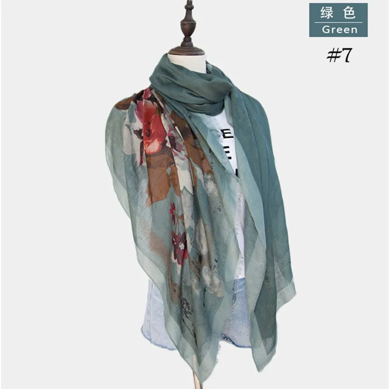 

High qualilty cotton women winter scarf scarves oil painting flower shawls fashion print muslim hijab headband pashmina 10pcs