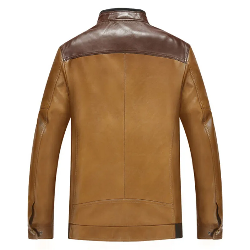 Осень 2017 г. личности локомотив стоять воротник кожаная куртка Для мужчин Краткая