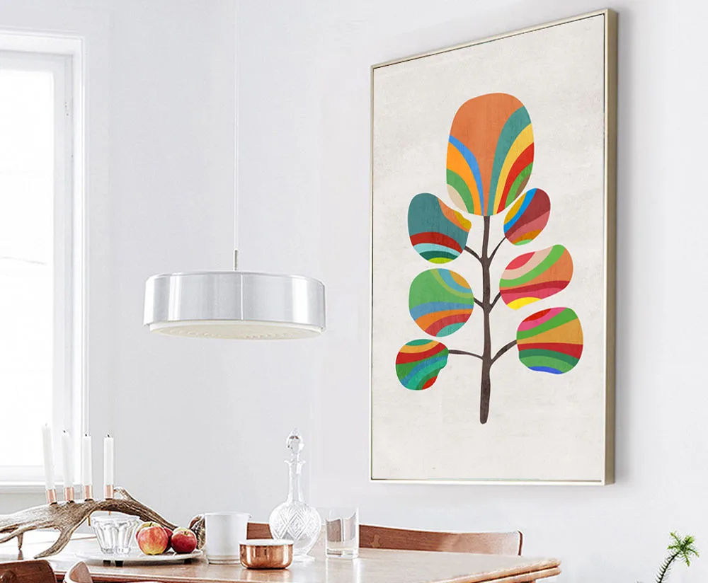 Скандинавском стиле цветок изображения красочные дерево минималистский Холст
