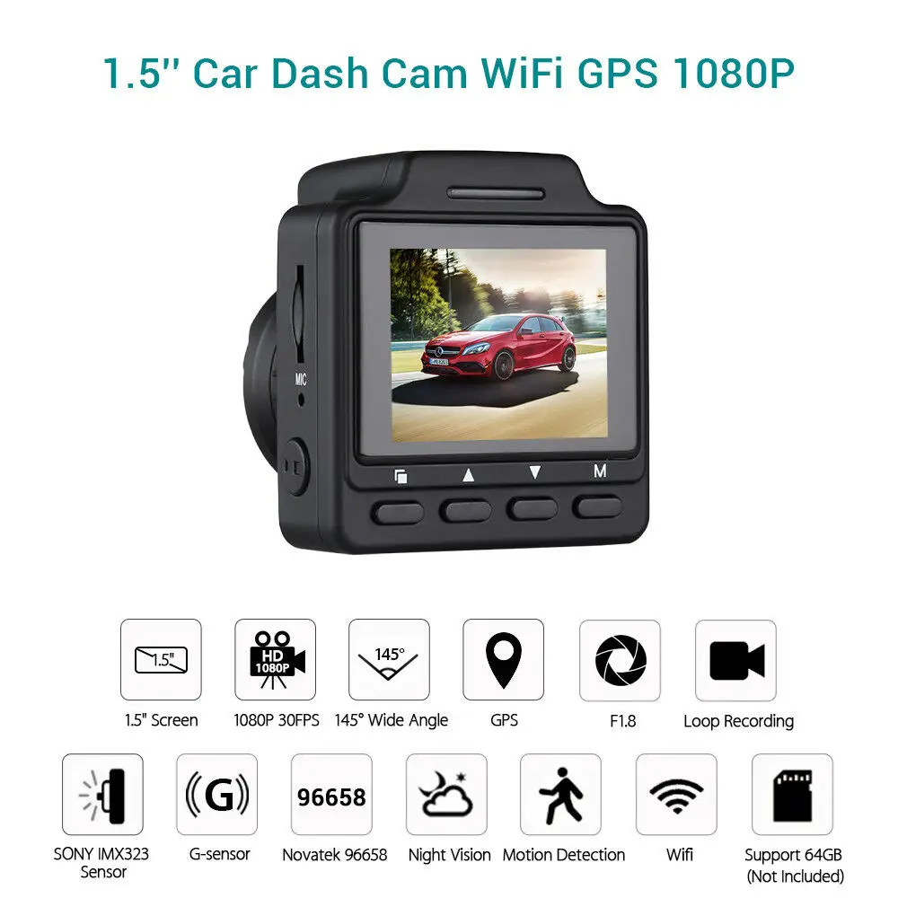 Автомобильный видеорегистратор 1 5 &quotЖК экран Novatek 96658 sony IMX323 1080P 30FPS Wifi gps