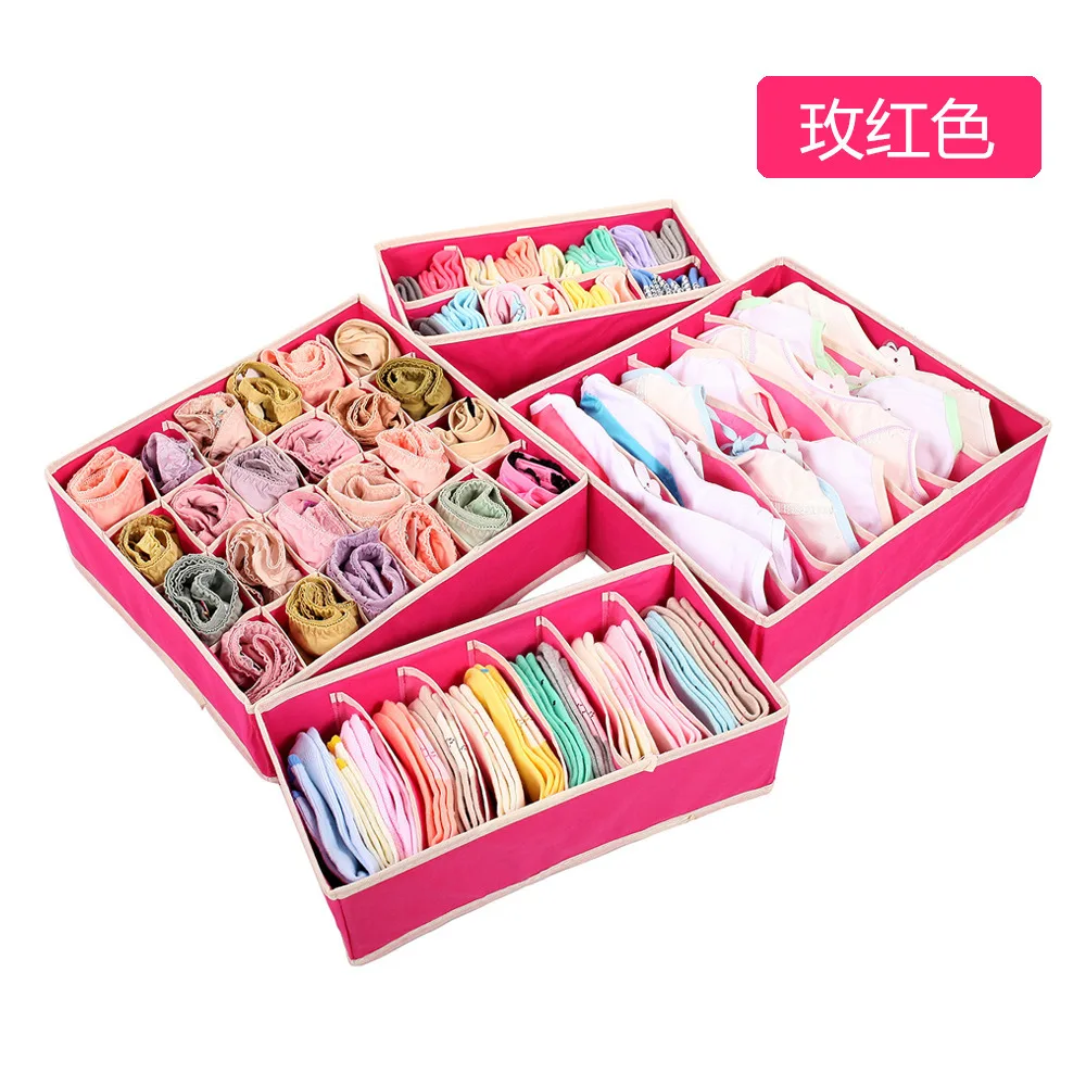 Foldable Non-Woven Storage Boxes Set Bra Socks Draw Divider Container For Underwear Organizer |