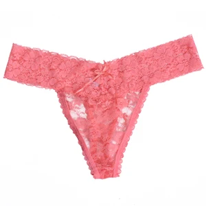 Сексуальные трусики bragas, стринги, кружевное нижнее белье для женщин, акция, однотонные Хлопковые женские трусы - Цвет: watermelon red