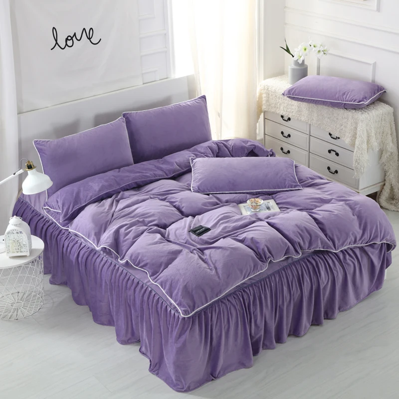 Кристальный бархат 4 шт Принцесса Стиль постельных принадлежностей пододеяльник