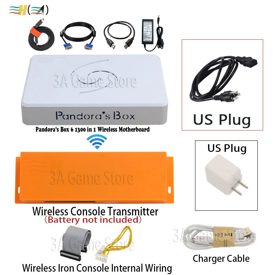 PB6w transmitter US Pandora box 6 беспроводная версия материнской платы 1300 в 1 поддержка fba mame 3d игры для беспроводной аркадной консоли HDMI VGA USB к ПК ТВ - Цвет: PB6w transmitter US