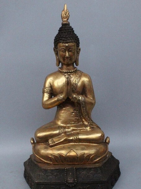 

xd 002681 16" Tibet Tibetan Buddhism Bronze Seat Thailand Ayutthaya Maitreya Buddha Statue