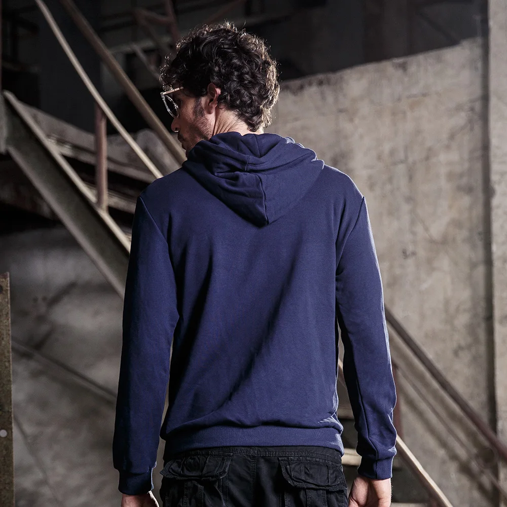 Новинка 2018 Мужской пуловер с капюшоном Однотонный свитер длинным рукавом