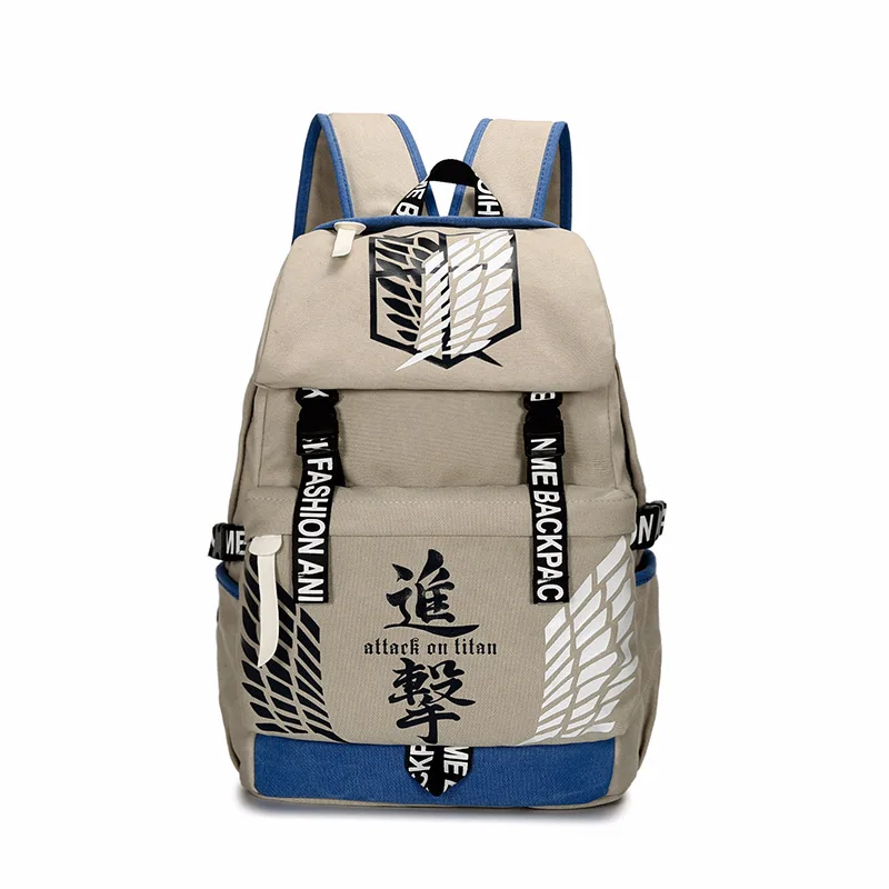 

Attack on Titan Canvas Backpack Tokyo Ghoul Travel Schoolbag Gintama Large Rucksack Shoulder School Bag Mochila Escolar 020607