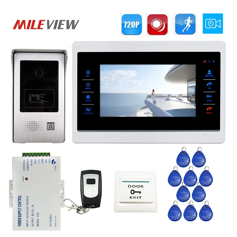 Бесплатная доставка 1.0MP 720P HD 7 &quotвидеодомофон для видеодомофона запись монитор