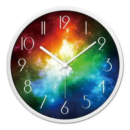 Большие настенные часы в металлической рамке современный дизайн для дома