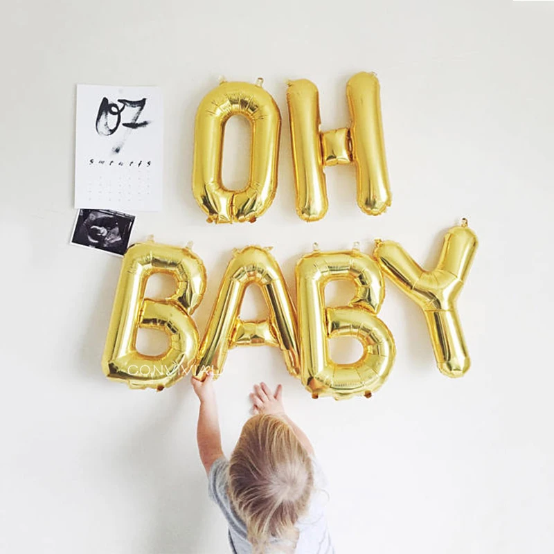 6Pcs Rose Gold 16inch Oh Baby Letter Balloons Wedding Decoration Children Party Supplies Aluminum Foil Balloon Shower Decor | Дом и сад