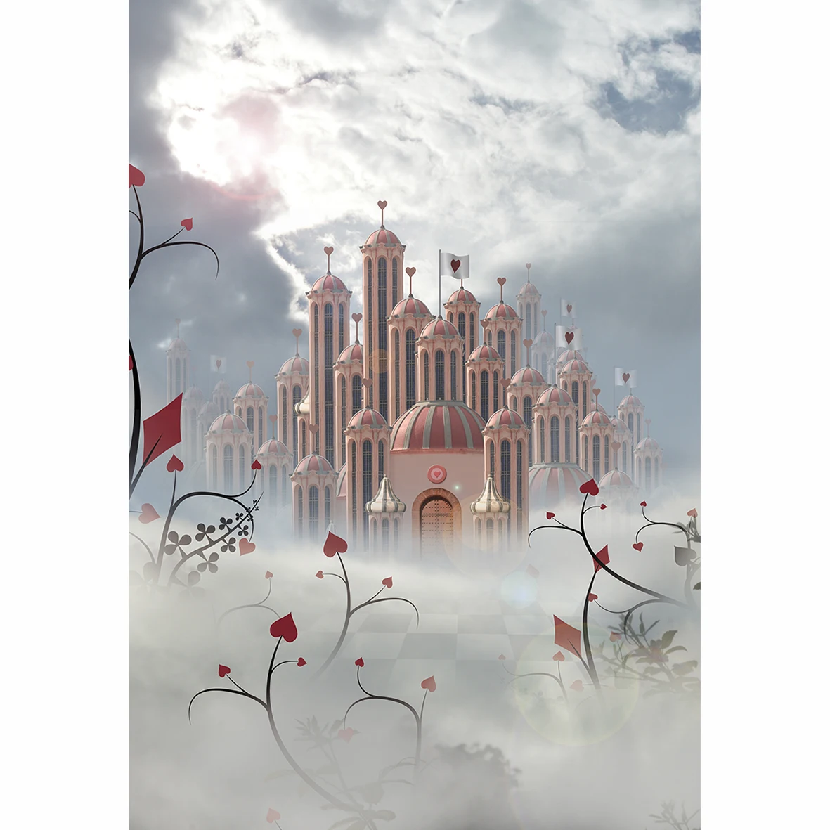 Фон для фотосъемки Allenjoy красное сердце королева дворец растения задний фон