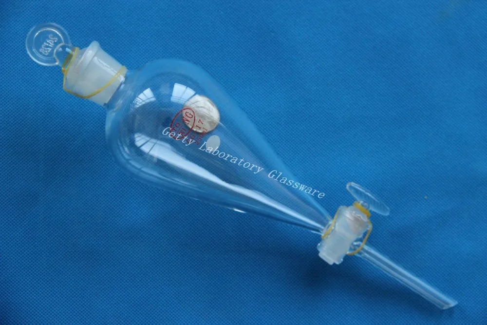 

250 mL Pyriform Separatory funnel with straight tip out for drip,24/29 joint, Glass Stopcock (Laboratory Glass)