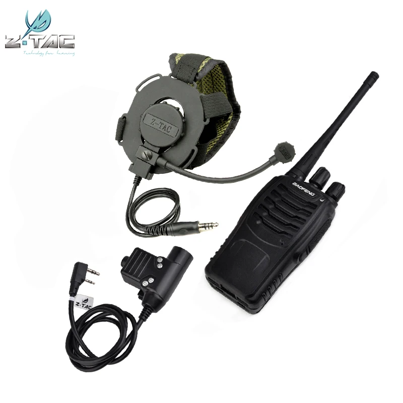 Тактическая Военная гарнитура Z для страйкбола Bowman Evo III и U94 PTT KENWOOD + BAOFENG888S рация