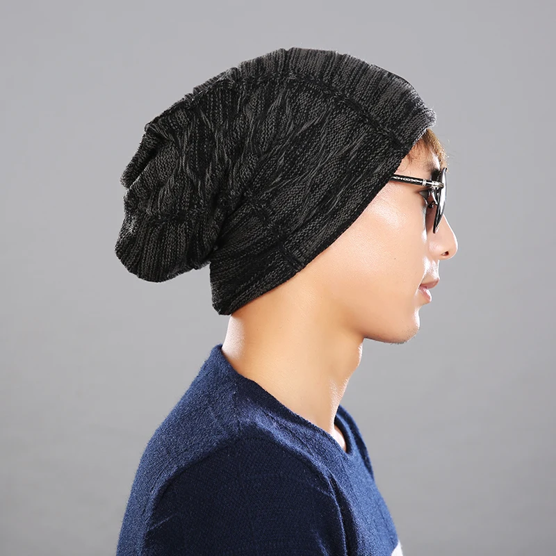 Мужская вязаная шапка [FLB] черная в полоску цветная шапочка для мальчиков и женщин