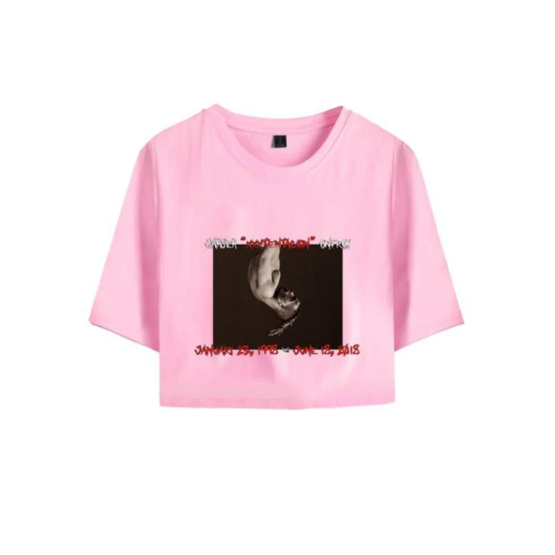 Женский укороченный топ rip Xxxtentacion футболка из 100% хлопка с круглым вырезом и