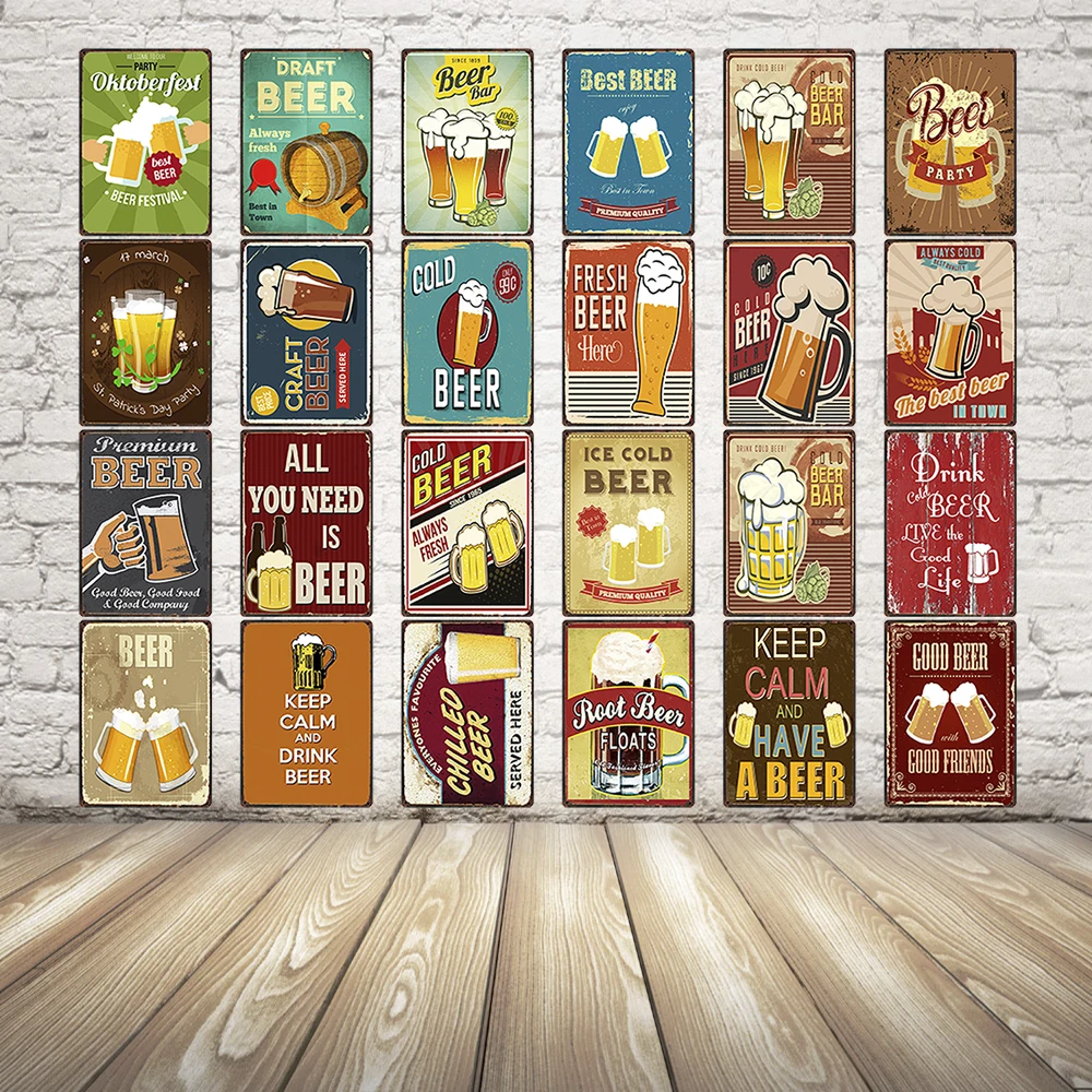 

[ Kelly66 ] Draft Beer Always Fresh Metal Sign Tin Poster Home Decor Bar Wall Art Painting 20*30 CM Size y-1656