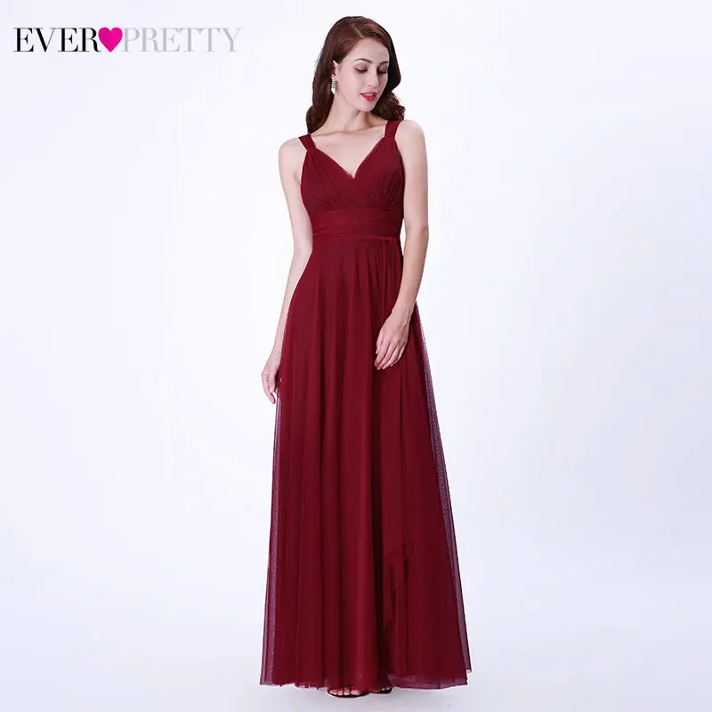 Розовые платья подружки невесты Ever Pretty EP07303 ТРАПЕЦИЕВИДНОЕ Элегантное свадебное платье без рукавов с v-образным вырезом для женщин - Цвет: EP07303BD Mesh