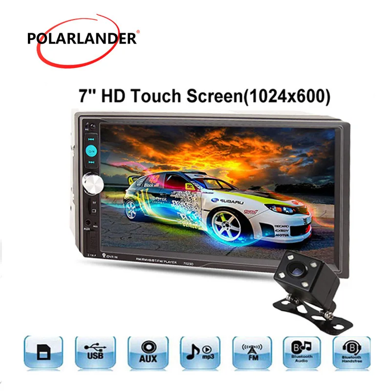 MP3/MP4/MP5 плеер 10 языков аудио стерео Bluetooth 7023D Mutimedia с камерой заднего вида