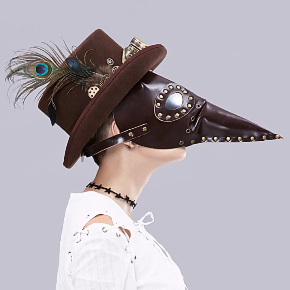 

Plague Mask Doctor Bird Long Nose Cosplay Fancy Mouth Masks Exclusive Gothic Retro Rock Leather Halloween Mask Steampunk Costume