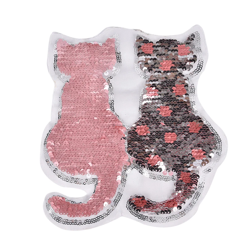 1PC Cute Cat Shape Reversible Change color Sequins Sew On Patch for clothes DIY Applique Bag Clothing Coat Jeans Craft | Дом и сад