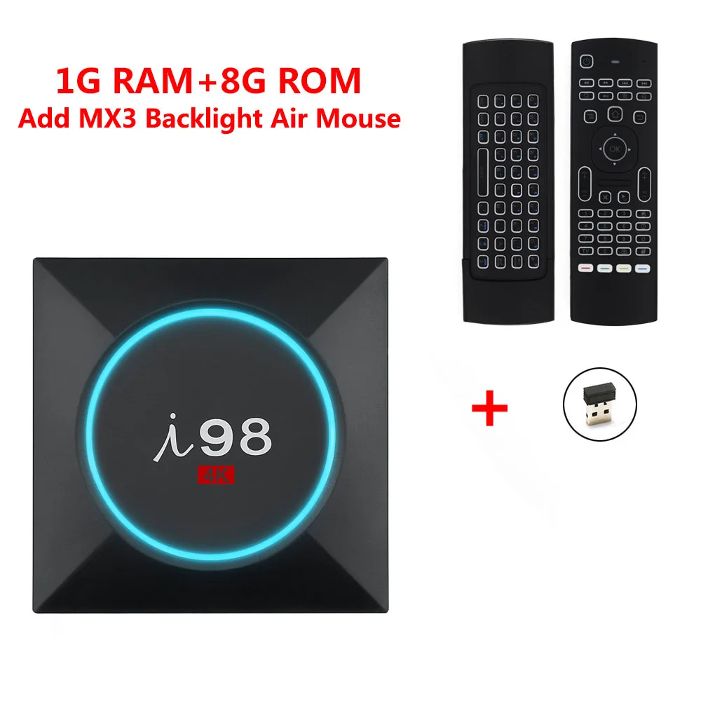 1GB 8GB MX3-L I98 PRO Amlogic S905X Smart Android 6,0 tv Box 1 ГБ 8 ГБ/2 ГБ 16 ГБ H.265 4K UHD медиаплеер 2,4 ГГц WiFi VP9 HDR10 телеприставка - Цвет: 1GB 8GB MX3-L