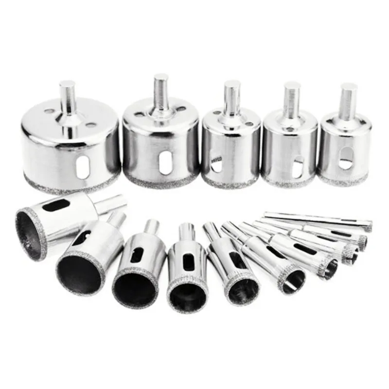 

15Pcs 6-50mm Diamond Hole saw Drill Bit Set Ceramic Porcelain Glass Marble Polishing Hole Opener Tool 6/10/16/20/25/30/40/50mm