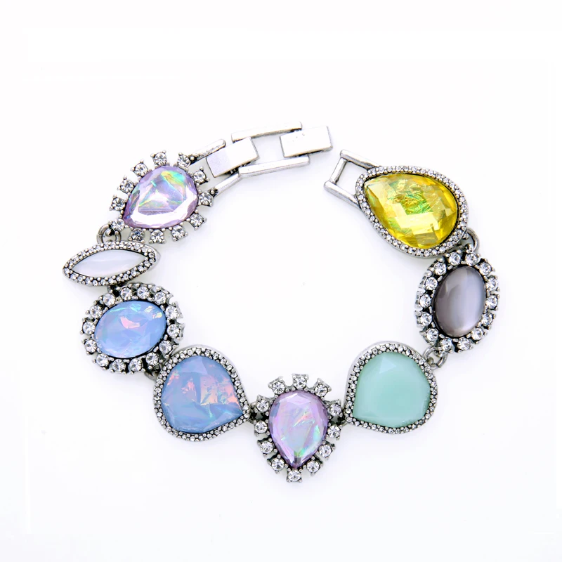 Очаровательный кристалл печатных имитация драгоценных камней женский браслет