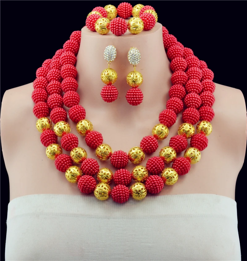 Удивительные африканские бусы ювелирный набор нигерийские Дубай золотые