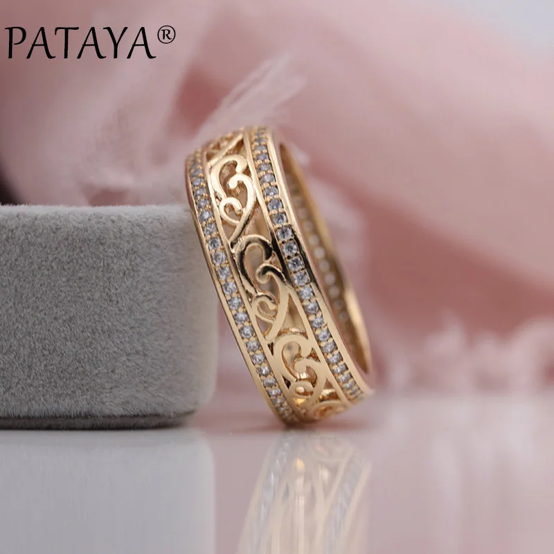 Женские кольца из розового золота 585 пробы с инкрустацией воском|hollow ring|ring womenfine