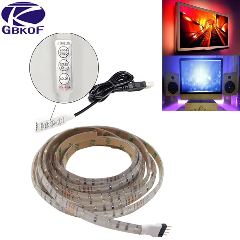 USB Светодиодные ленты светильник ТВ Подсветка 5V Водонепроницаемый RGB SMD 5050/3528 светодиодный лента светильник s для компьютера украшение для ПК светильник Инж