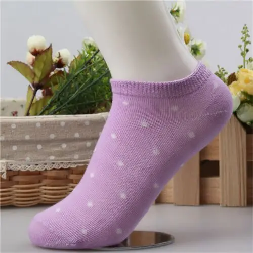 Purple L 10 пар/лот = 20 штук, яркие цвета, носки в горошек, модные женские летние повседневные носки, женские невидимые носки из полиэстера и хлопка для женщин - Цвет: Purple L