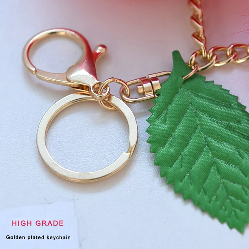 Корейский модный двойной пушистый шарик помпон брелок карамельного цвета вишня