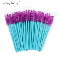 50pcs disposable nylon mascara wands blue golden blue beauty handle brushes lashes makeup brushes eyelash extension tools