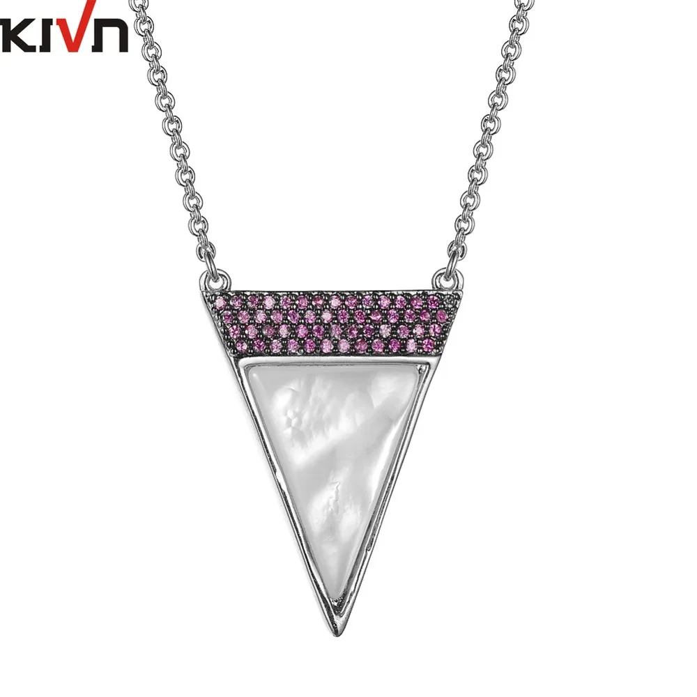 Womens Fashion Jewelry Triangle Mother of Pearl Pave CZ Cubic Zirconia Necklaces for Girls Birthday Gifts 6pcs Lot Wholesale | Украшения и