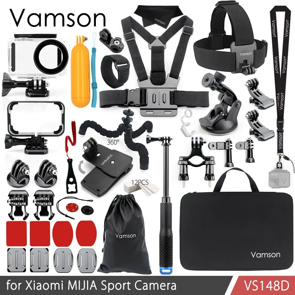 Vamson для Xiaomi MIJIA, комплект аксессуаров, водонепроницаемый корпус, рамка Cas, коробка, крепление штатива, монопод для MIJIA, Спортивная камера VS148 - Цвет: VS148D