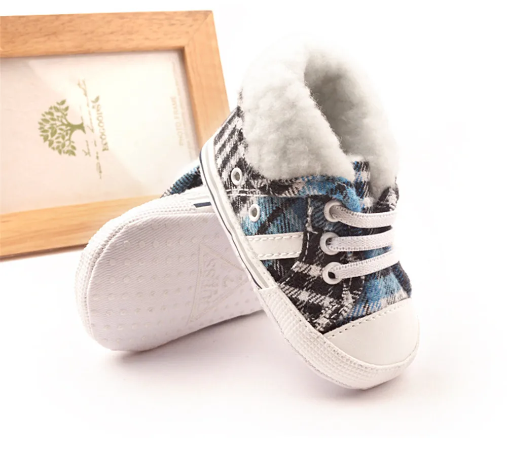 2017 г. Черные и синие детские зимние сапоги в клетку теплая Повседневная обувь для