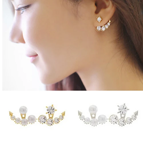 Hot Women Asymmetric Faux Pearl Rhinestone Ear Stud Earrings Party Wedding Jewelry 7GM5 BDNW | Украшения и аксессуары