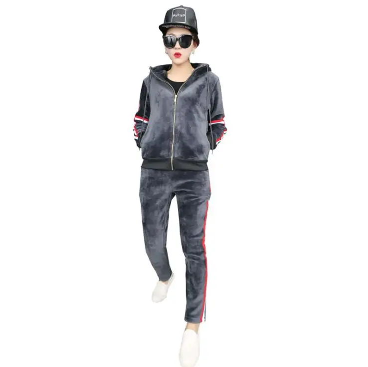 

Women Velvet Tracksuits Two Piece Clothing Casual Hoodies Sweatshirt Sportswear Sweatsuit Tracksuit Women jacket and pants