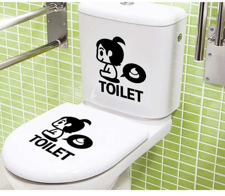 

Free Shipping Cute Art Toilet Sticker Bathroom Home Decor Wall Sticker Vinyl DIY decoration Wall Mural D-7