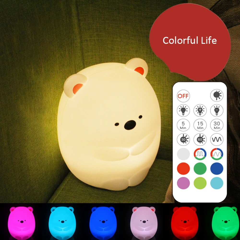 Силиконовый сенсорный светодиодный ночник для детей USB LED перезаряжаемая лампа