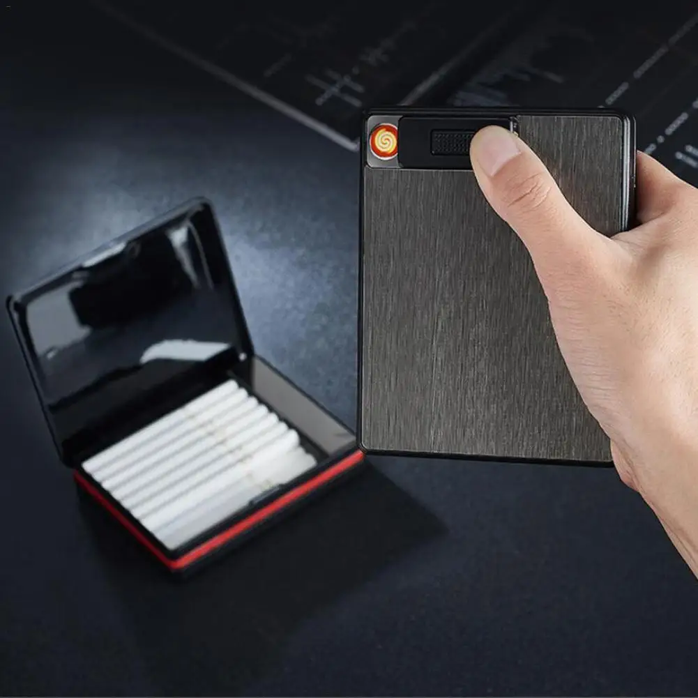 Алюминиевый сплав портативный USB чехол для электронной сигареты коробка с зажигалкой 20 шт держатель для сигарет usb зарядное устройство гаджеты