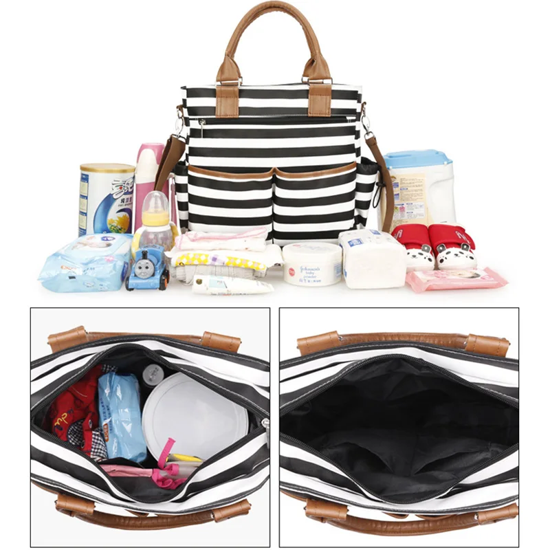 4 шт./компл. сумка для детских подгузников холщовая полоса большая емкость сумки