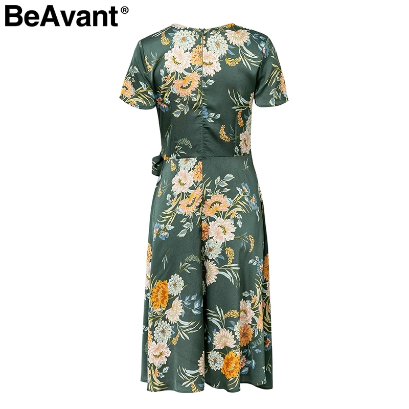 Женское плиссированное платье BeAvant винтажное с цветочным принтом и поясом на