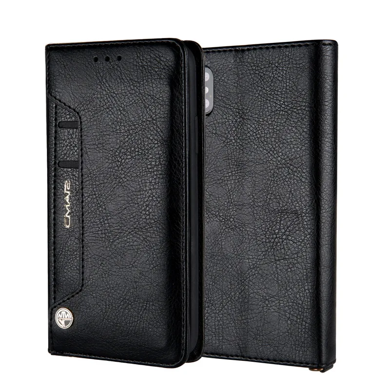 Black Роскошный чехол-книжка из искусственной кожи для iPhone XS Max XR держатель карточки Coque чехол для Funda iPhone XS X 6 6S 7 8 Plus Чехол-книжка - Цвет: Black