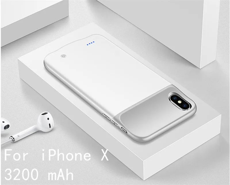 Тонкий Силиконовый противоударный чехол-батарея для iPhone XS Max power Bank, чехол-зарядное устройство для iPhone XR X Xs, задняя крышка для зарядки аккумулятора - Цвет: IX-White
