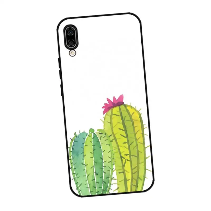N278 Cactus Watercolour Black Silicone Case Cover For Huawei Honor 6A 6C 6X 7C 7X 8 Lite Pro |