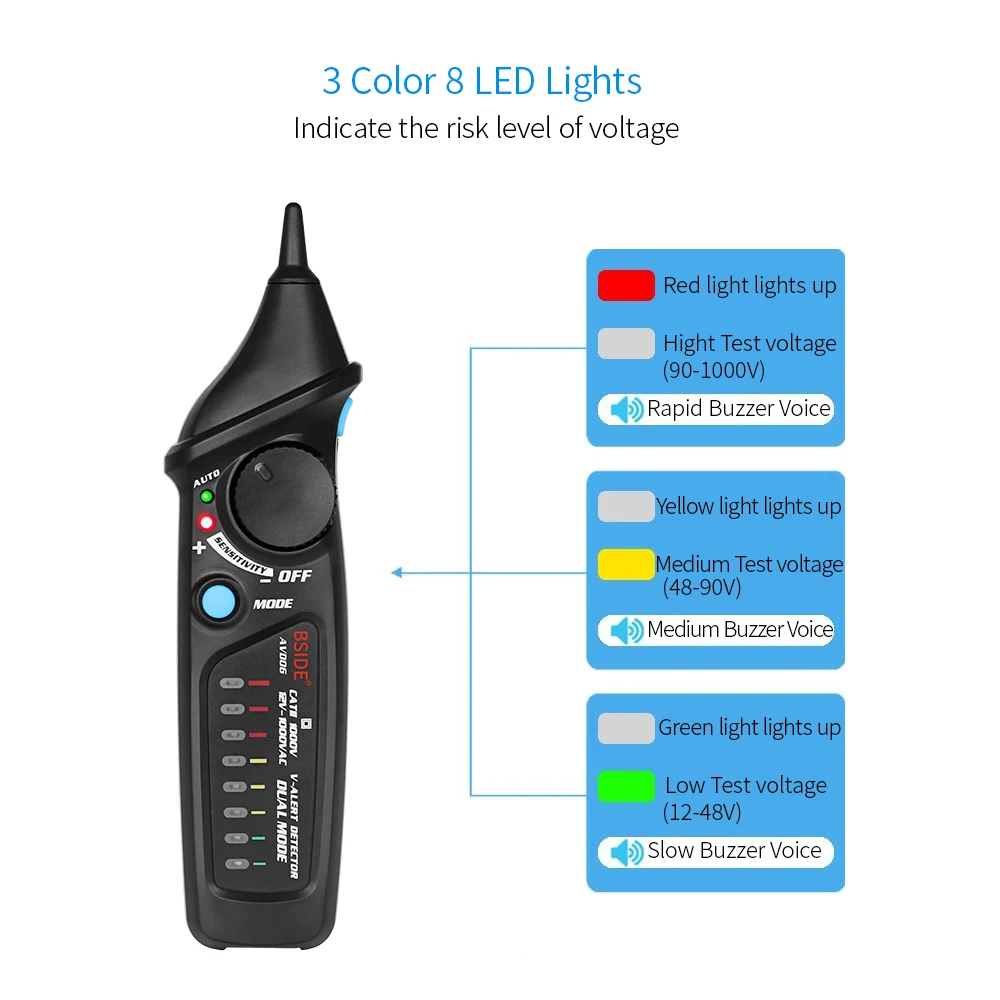 Бесконтактный вольтметр BSIDE детектор напряжения переменного тока в форме ручки